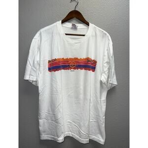 Vintage Aruba Shirt Fish Bones Sun Sunshine Miro Overseas White Tee 90s XL